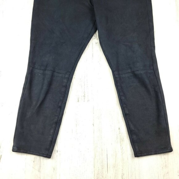 7 FOR ALL MANKIND Black Faux Suede Skinny Ankle Pants Size 28 (30x21) EUC - Picture 3 of 11